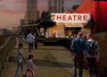 Artist’s impression of Troubadour Greenwich Peninsula Theatre entrance at sunset