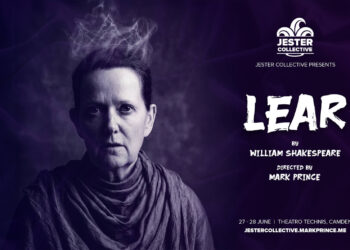 Erin Costello as Lear in Jester Collective’s Lear at Theatro Technis
