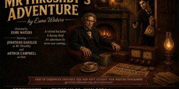 Promotional poster for Mr Thrushby’s Adventure at Greenwich Theatre Studio, 28 July 2026