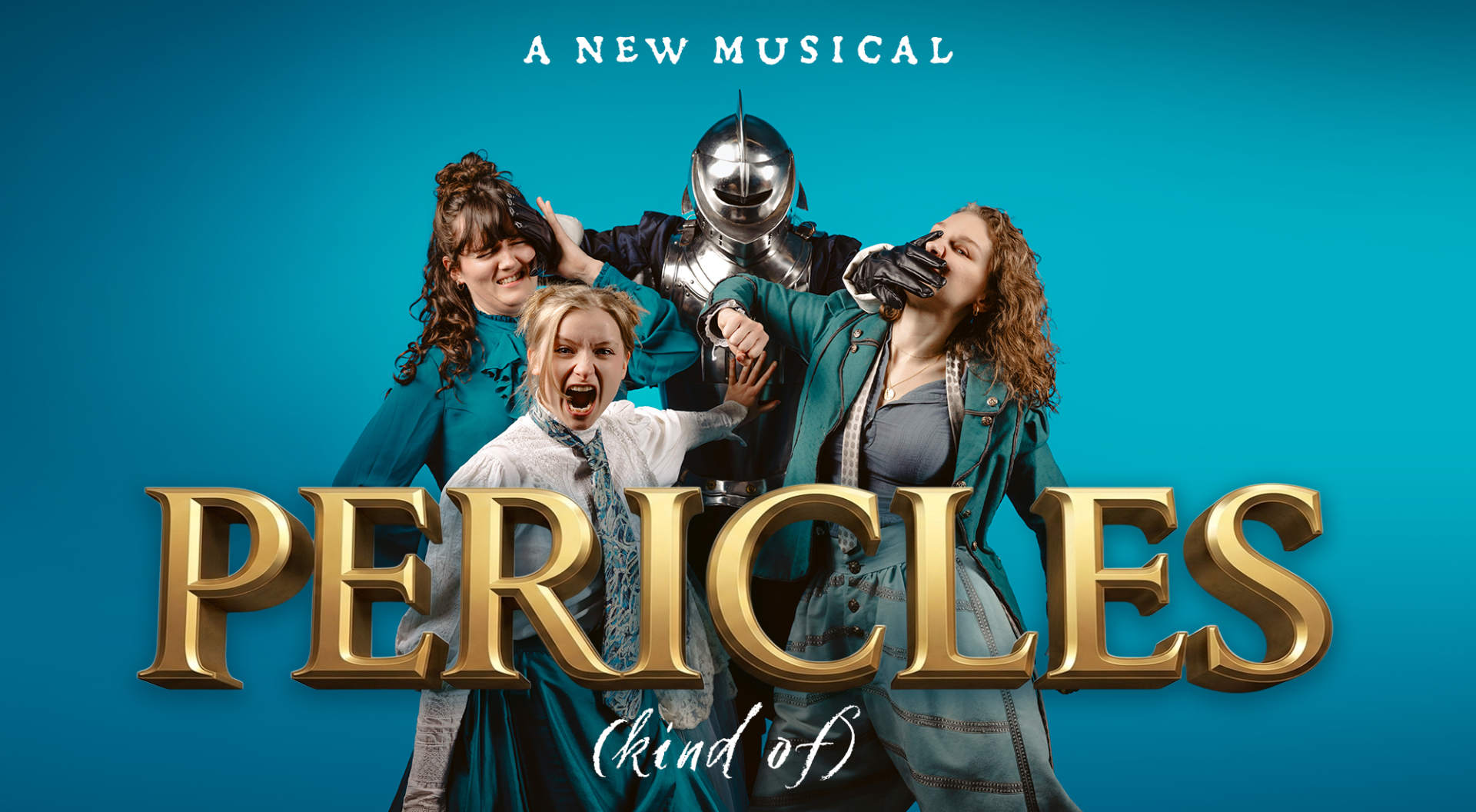 PERICLES (kind of) cast surrounding a knight in armour at the Old Red Lion Theatre