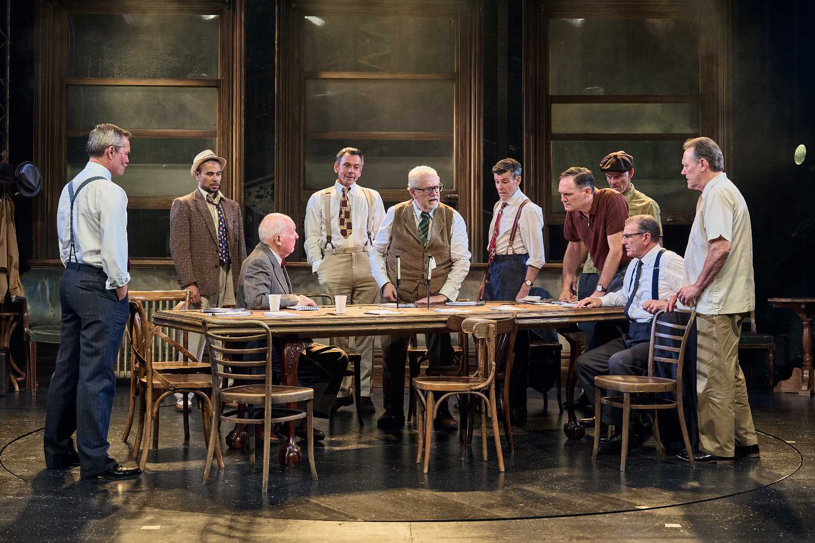 Twelve Angry Men at Theatre Royal Windsor – jurors gathered around the jury-room table