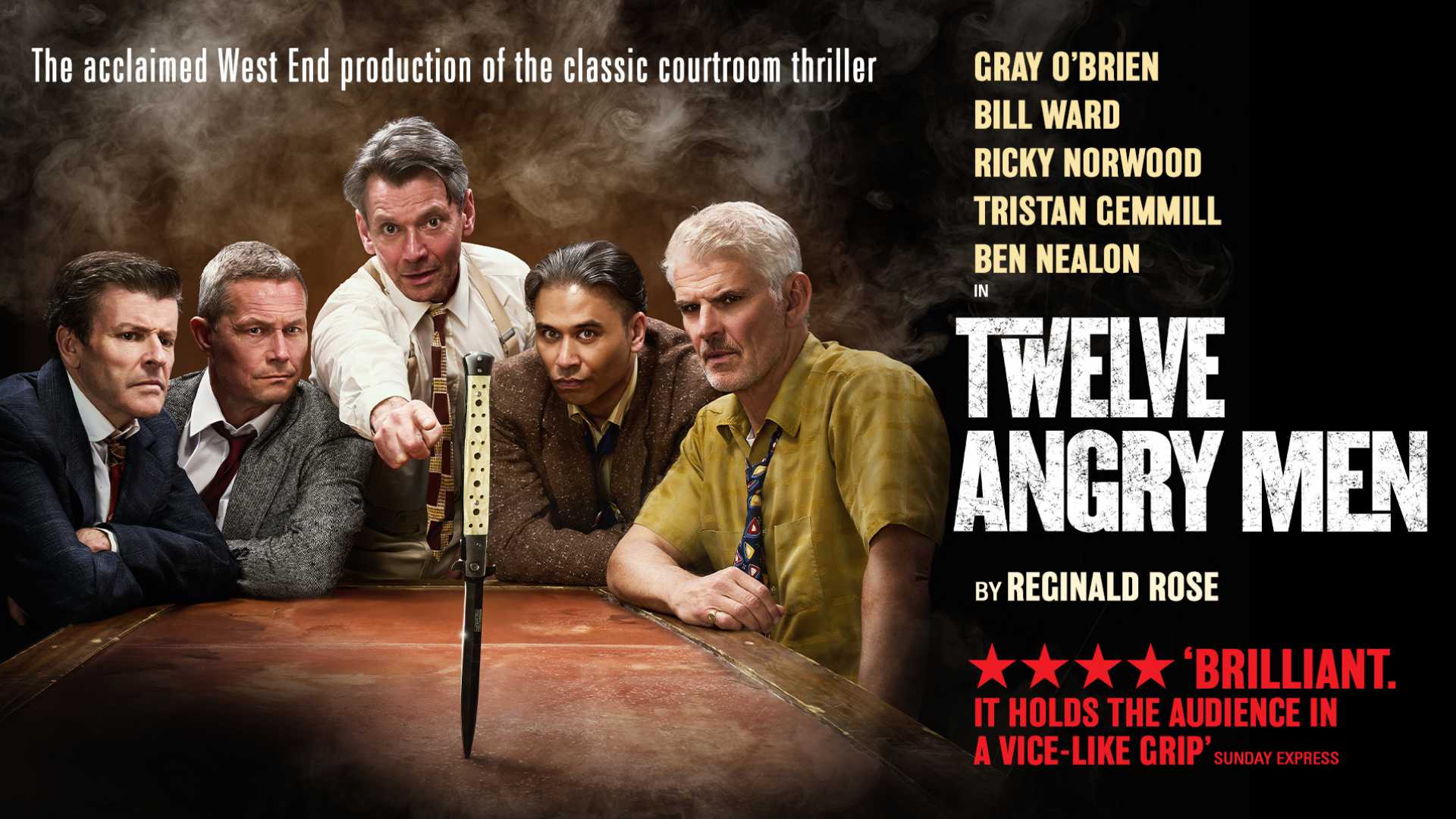 Twelve Angry Men at Theatre Royal Windsor – Gray O’Brien, Bill Ward, Ricky Norwood, Tristan Gemmill and Ben Nealon