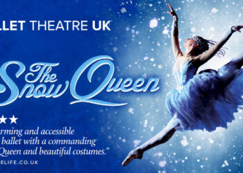The Snow Queen by Ballet Theatre UK, featuring a ballerina against a snowy blue background and a four-star Theatre Life review quote.